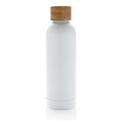Vue Bouteille iso en acier inoxydable recyclé certifiée RCS Wood de couleur blanc| Krokrodeal