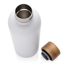 Vue Bouteille iso en acier inoxydable recyclé certifiée RCS Wood de couleur blanc| Krokrodeal