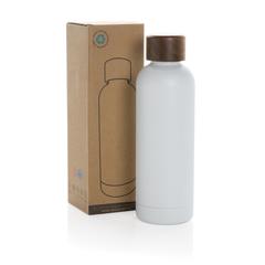 Vue Bouteille iso en acier inoxydable recyclé certifiée RCS Wood de couleur blanc| Krokrodeal