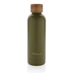 Vue Bouteille iso en acier inoxydable recyclé certifiée RCS Wood de couleur vert| Krokrodeal