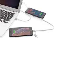 Vue Câble 3 en 1 avec chargeur sans fil en Bambou 5W de couleur blanc| Krokrodeal
