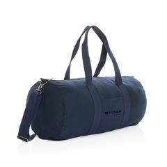 Vue Sac de sport en toile recyclée et non teintée Impact AWARE™ de couleur bleu| Krokrodeal