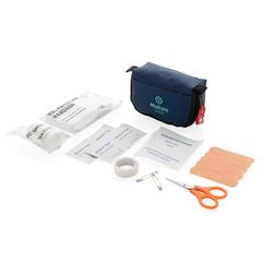 Vue Set de premiers secours dans une pochette de couleur bleu| Krokrodeal
