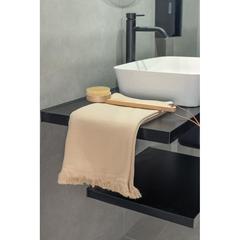 Vue Serviette hammam Ukiyo Keiko AWARE™ Made in Europe 100x180cm de couleur marron| Krokrodeal