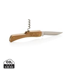 Vue Couteau en bois avec tire-bouchon de couleur marron| Krokrodeal