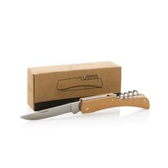 Vue Couteau en bois avec tire-bouchon de couleur marron| Krokrodeal