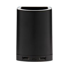 Vue Porte-crayons avec induction 5W lumineux de couleur noir| Krokrodeal