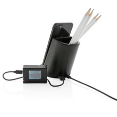 Vue Porte-crayons avec induction 5W lumineux de couleur noir| Krokrodeal