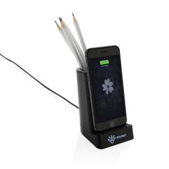 Vue Porte-crayons avec induction 5W lumineux de couleur noir| Krokrodeal