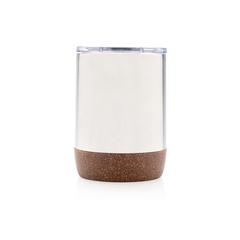 Vue Petite tasse à café en liège et acier recyclé RCS de couleur gris| Krokrodeal