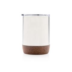 Vue Petite tasse à café en liège et acier recyclé RCS de couleur gris| Krokrodeal