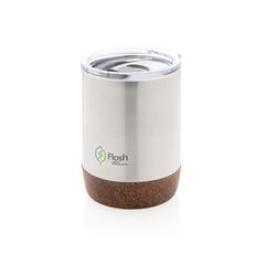 Vue Petite tasse à café en liège et acier recyclé RCS de couleur gris| Krokrodeal