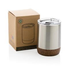 Vue Petite tasse à café en liège et acier recyclé RCS de couleur gris| Krokrodeal