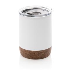 Vue Petite tasse à café en liège et acier recyclé RCS de couleur blanc| Krokrodeal