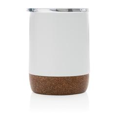 Vue Petite tasse à café en liège et acier recyclé RCS de couleur blanc| Krokrodeal