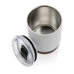 Vue Petite tasse à café en liège et acier recyclé RCS de couleur blanc| Krokrodeal