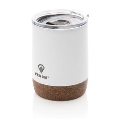 Vue Petite tasse à café en liège et acier recyclé RCS de couleur blanc| Krokrodeal