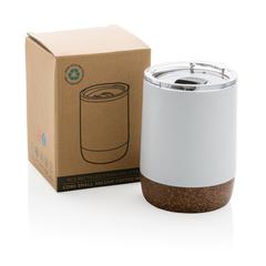 Vue Petite tasse à café en liège et acier recyclé RCS de couleur blanc| Krokrodeal