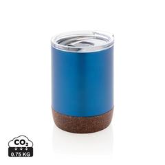 Vue Petite tasse à café en liège et acier recyclé RCS de couleur bleu| Krokrodeal