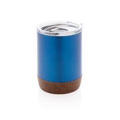 Vue Petite tasse à café en liège et acier recyclé RCS de couleur bleu| Krokrodeal