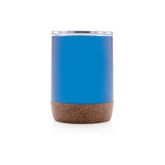 Vue Petite tasse à café en liège et acier recyclé RCS de couleur bleu| Krokrodeal