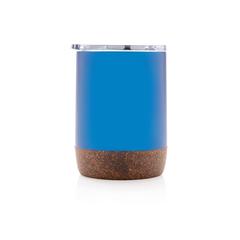 Vue Petite tasse à café en liège et acier recyclé RCS de couleur bleu| Krokrodeal