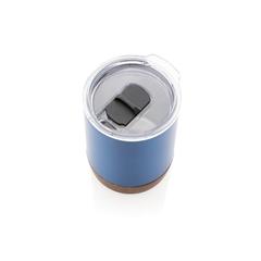 Vue Petite tasse à café en liège et acier recyclé RCS de couleur bleu| Krokrodeal