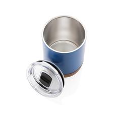 Vue Petite tasse à café en liège et acier recyclé RCS de couleur bleu| Krokrodeal