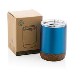Vue Petite tasse à café en liège et acier recyclé RCS de couleur bleu| Krokrodeal