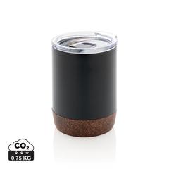 Vue Petite tasse à café en liège et acier recyclé RCS de couleur noir| Krokrodeal