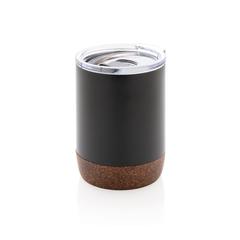Vue Petite tasse à café en liège et acier recyclé RCS de couleur noir| Krokrodeal