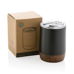 Vue Petite tasse à café en liège et acier recyclé RCS de couleur noir| Krokrodeal