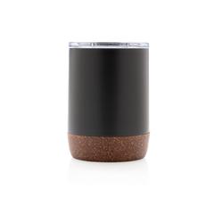 Vue Petite tasse à café en liège et acier recyclé RCS de couleur noir| Krokrodeal