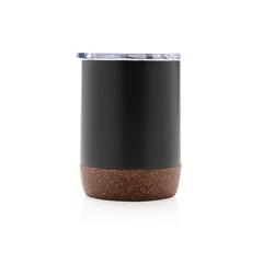 Vue Petite tasse à café en liège et acier recyclé RCS de couleur noir| Krokrodeal
