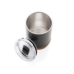 Vue Petite tasse à café en liège et acier recyclé RCS de couleur noir| Krokrodeal