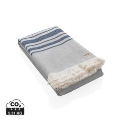 Vue Serviette Hammam Ukiyo Yumiko AWARE™ Made in Europe de couleur bleu| Krokrodeal