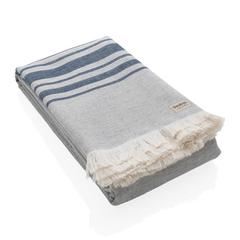 Vue Serviette Hammam Ukiyo Yumiko AWARE™ Made in Europe de couleur bleu| Krokrodeal