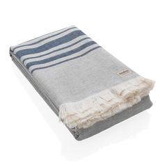 Vue Serviette Hammam Ukiyo Yumiko AWARE™ Made in Europe de couleur bleu| Krokrodeal