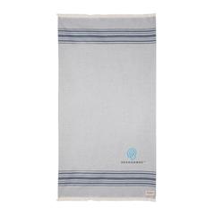 Vue Serviette Hammam Ukiyo Yumiko AWARE™ Made in Europe de couleur bleu| Krokrodeal