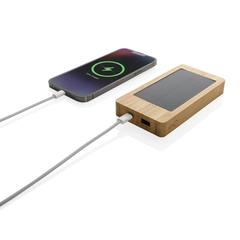 Vue Batterie de secours solaire 10.000mAh en bambou Sunwick de couleur marron| Krokrodeal