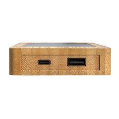 Vue Batterie de secours solaire 10.000mAh en bambou Sunwick de couleur marron| Krokrodeal