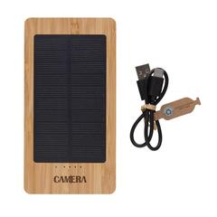 Vue Batterie de secours solaire 10.000mAh en bambou Sunwick de couleur marron| Krokrodeal