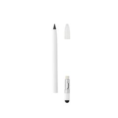 Vue Crayon infini en aluminium avec gomme de couleur blanc| Krokrodeal