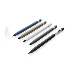 Vue Crayon infini en aluminium avec gomme de couleur bleu| Krokrodeal