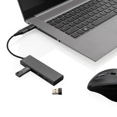 Vue Hub avec 3 ports USB en aluminium recyclé RCS Terra de couleur gris| Krokrodeal
