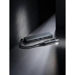 Vue Hub avec 3 ports USB en aluminium recyclé RCS Terra de couleur gris| Krokrodeal