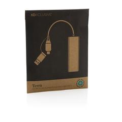 Vue Hub avec 3 ports USB en aluminium recyclé RCS Terra de couleur gris| Krokrodeal