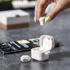 Vue Écouteurs Zoe de couleur blanc| Krokrodeal