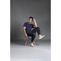 Vue T-Shirt Adulte Couleur Hecom de couleur bleu| Krokrodeal