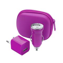 Vue Set Chargeurs USB Canox de couleur rose| Krokrodeal
